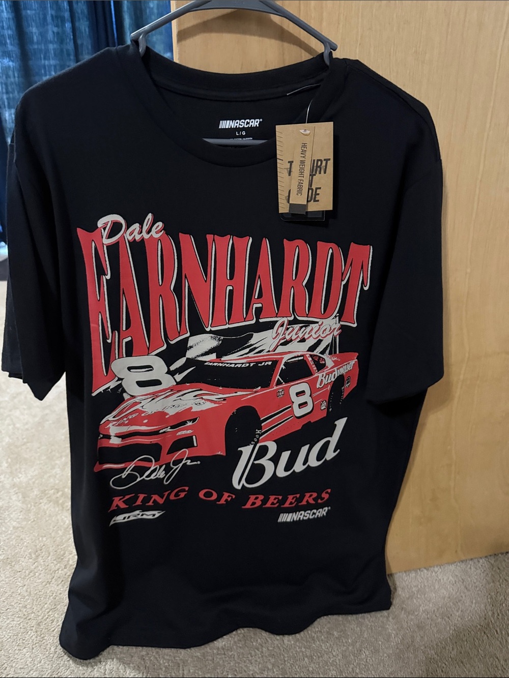 Nascar Dale Earnhardt Jr. Black and Red Bud Racing Graphic Tee